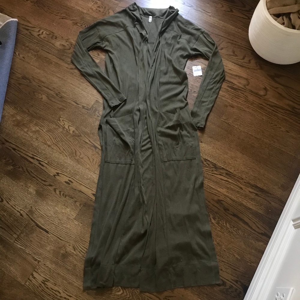 Free People Hangout Cardi Green Maxi Cardigan